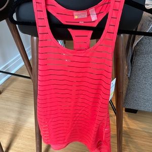 NWT Zella Burnout Stripe shirt in Red Hibiscus (Size small)